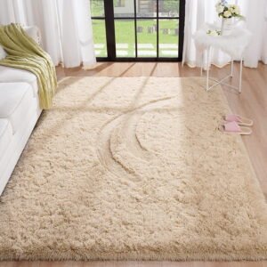 Soft Plush Fluffy Modern Indoor Shaggy Area Rug - 4'x6' Camel