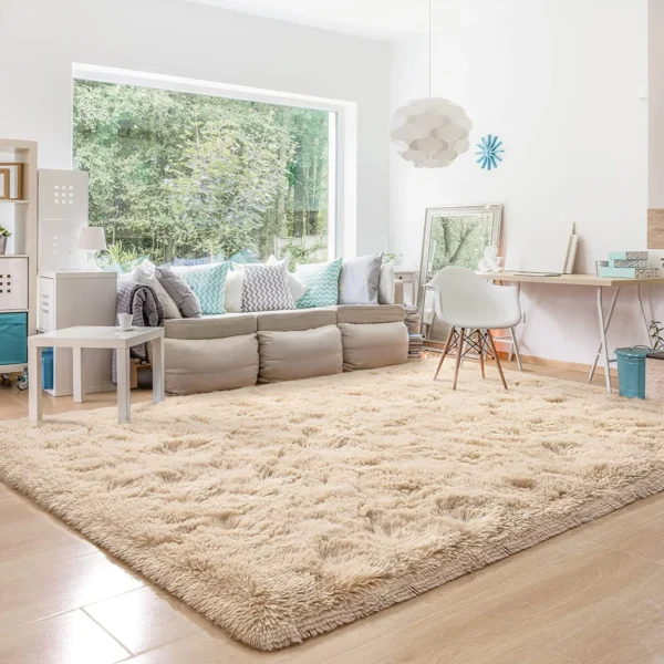 Soft Plush Fluffy Modern Indoor Shaggy Area Rug - 4'x6' Camel - Image 3