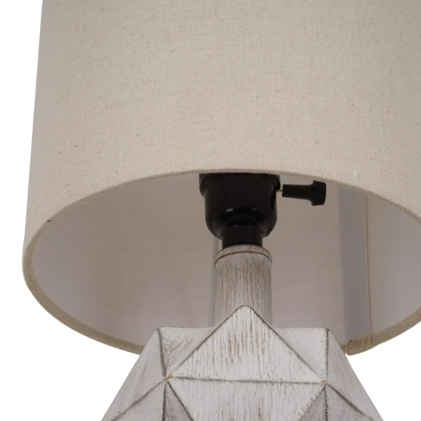 White Wash Faceted Faux Wood Table Lamp, 15.75"H - Image 3