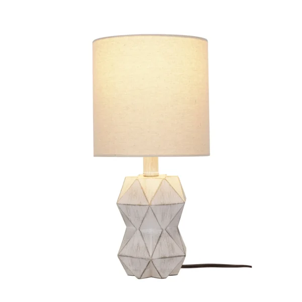 White Wash Faceted Faux Wood Table Lamp, 15.75"H - Image 2