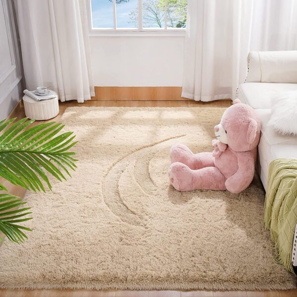 Soft Plush Fluffy Modern Indoor Shaggy Area Rug - 4'x6' Camel - Image 2