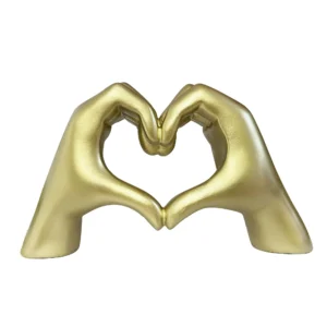 9in x 5.5in Resin Heart Shaped Hand Figurine, Gold