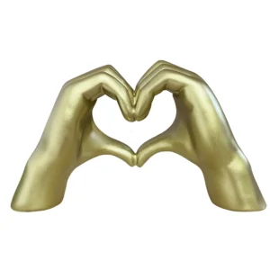 9in x 5.5in Resin Heart Shaped Hand Figurine, Gold